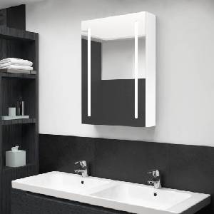 vidaXL LED шкаф с огледало за баня, сияйно бяло, 50x13x70 см (326501)