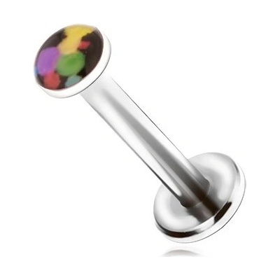 Šperky eshop piercing do brady z oceli barevné kaňky na černém podkladu PC10.12