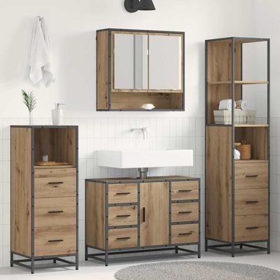 vidaXL Комплект мебели за баня 3 бр. Дъб 35 x 37, 5 x 166 см (3402492)