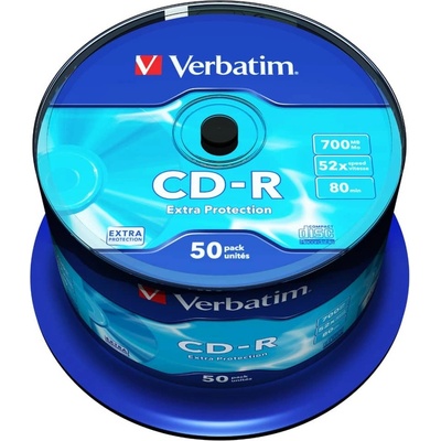 Verbatim Оптичен носител CD-R 700MB, Verbatim 43351, 52x, 50бр (43351)