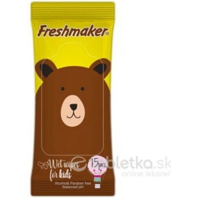 Freshmaker vlhčené obrúsky zvieratká-MEDVEDÍK bez alkoholu 15 ks