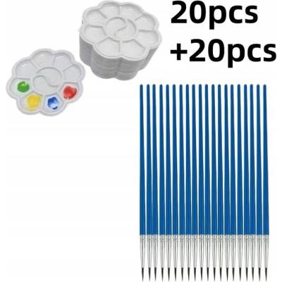 žiadna značka Okrúhle štetce 20ks + mini paleta na farby 20ks Maliarska paleta SADA
