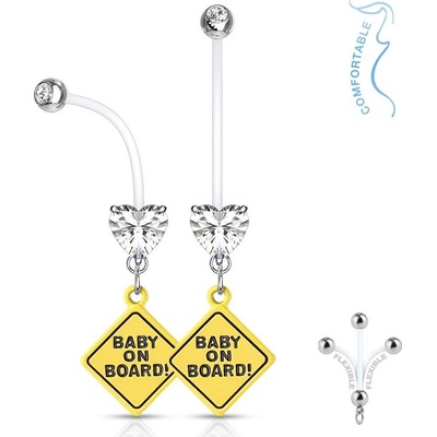 Šperky4U těhotenský piercing do pupíku baby on board WP0032-C