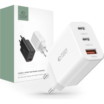 Image 1 of Tech-Protect Зарядно устройство с 3 порта за IOS и Android от Tech-Protect PD30W/QC3.0 - Бяло (9490713935262)