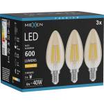Mexen Vintis 3x LED крушка с нажежаема жичка E14, C35, 6W, Топла - 2200K, 600 lm, кехлибар (L154-E14-0622-50x03)