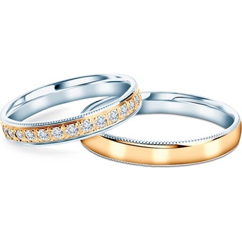 SAVICKI Сватбени халки: двуцветно злато, полукръгли, 3, 5 мм