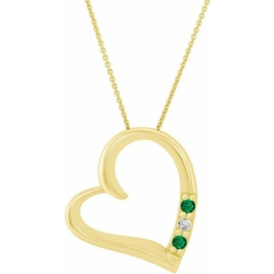 Eppi Zlaté srdíčko se smaragdy a diamantem Tanish P36869