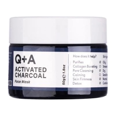 Q+A Activated Charcoal čistiaca pleťová maska s aktívnym uhlím 50 g