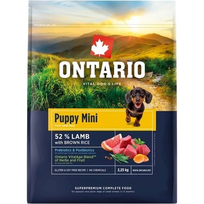 ONTARIO Puppy Mini Lamb & Brown Rice 2, 25 кг