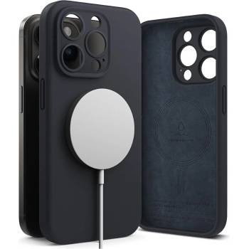 Ringke Liquid Silicone Magnetic Case - силиконов (TPU) калъф с MagSafe за iPhone 15 Pro Max (тъмносин)