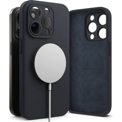 Ringke Liquid Silicone Magnetic Case - силиконов (TPU) калъф с MagSafe за iPhone 15 Pro Max (тъмносин)