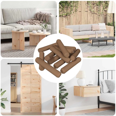 vidaXL Дървени дюбели 12 pcs Кафяво Ø 8 x 35 мм Масивна дървесина (864368)