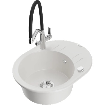 Mexen Kevin гранитна мивка с 1 отделение с кухненска батерия Duo, бял (6517-20-671701-07)