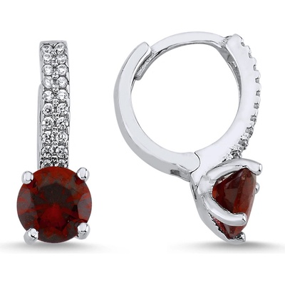 Lunica Elegantní stříbrné náušnice GARNET 0482