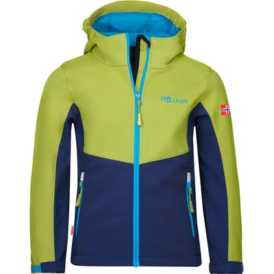 TROLLKIDS Детско софтшел яке Trollkids Kid's Kristiansand Jacket Softshell jacket - Kiwi / Mystic Blue - размер 128 (EU) (703-2543-1016)