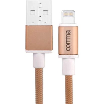 Comma Easy Cable MFI Lightning Data Cable 1m. - сертифициран плетен Lightning кабел (100 см) за iPhone, iPad и iPod с Lightning вход (златист)
