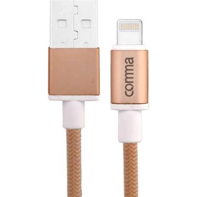 Comma Easy Cable MFI Lightning Data Cable 1m. - сертифициран плетен Lightning кабел (100 см) за iPhone, iPad и iPod с Lightning вход (златист)