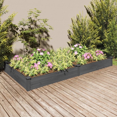 vidaXL vyvýšený záhon s vložkou šedý 240x120x25cm masiv jedle