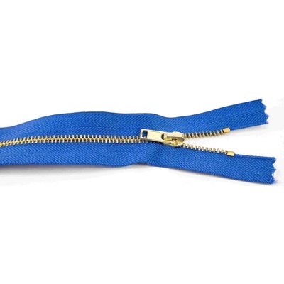 Nedeliteľný kovový mosadzný zips č.3 viac farieb - dĺžka (10 - 25 cm) 22 cm Kráľovsky modrá