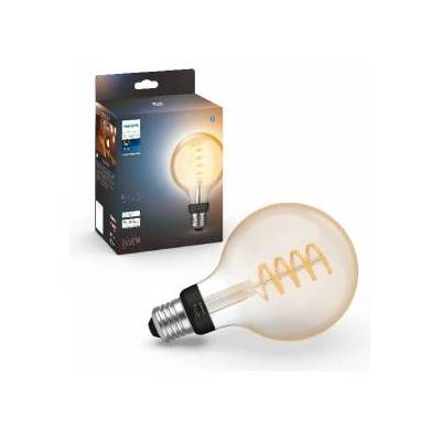 Philips White E27 Filament Globe lamp (550 LM), dimmable LED lamp for the Hue lighting system with warm white light, smart light control via voice and app - 929003051901
