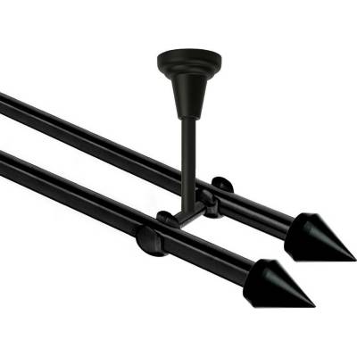 OK-GarnýžeCZ Garnýž kovová dvouřadá 16mm Hrot Double černá 320 cm do stropu / na tunýlek - bez kroužků