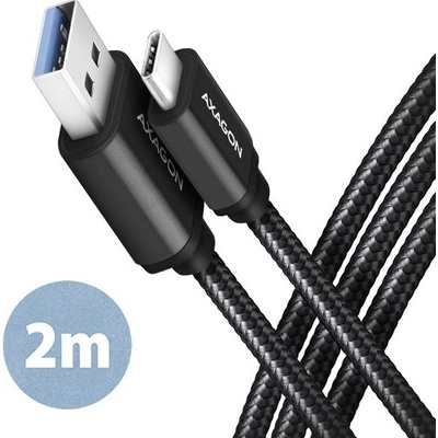 Axagon BUCM3-AM20AB USB-C USB-A, USB 3.2 Gen 1, 3A, ALU, 2m, černý