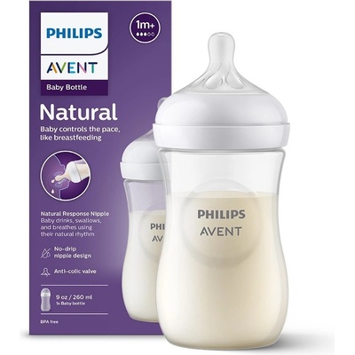 Avent Philips fľaša Natural Response transparentní 260 ml