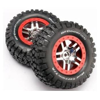 Traxxas колело 2.2/3.0", джанта SCT Split-Spoke сребърно-червена, гума KM2 (2)