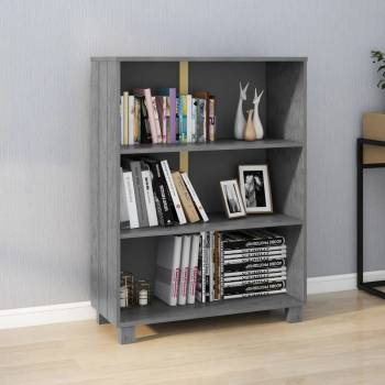 vidaXL Шкаф за книги HAMAR, тъмносив, 85x35x112 см, борово дърво масив (340486)