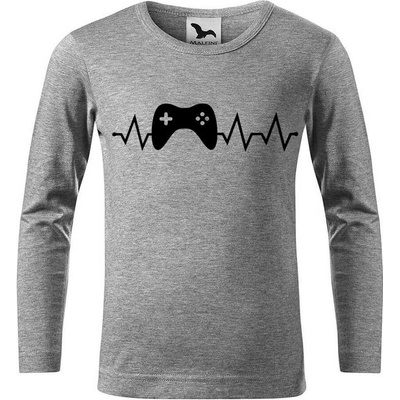 Dobrý triko Dětské bavlněné triko Tep gaming Tmavě šedý melír