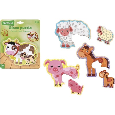 SirWood puzzle zvieratká s mláďaťom 3ks