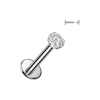 Šperky4U Piercing do brady labreta TITAN Moissanit 0.11ct (3mm) TM042-12083