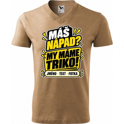 Dobrý Triko pánské V tričko s vlastním motivem písková