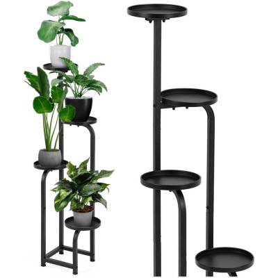 Sersimo Springos Метална стойка за цветя на 4 нива 22, 5x22, 5x117cm - Черна (GA0213)
