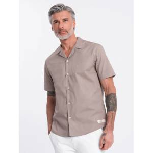 Ombre Clothing Кафява мъжка риза с къс ръкав Ombre Облекло Ombre Clothing | Kafyav | МЪЖЕ | S
