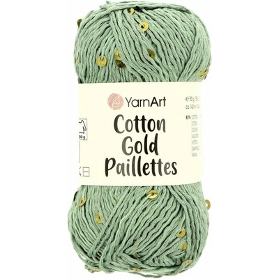 Yarnart Cotton Gold Paillettes 7113 šalviová bledozelená