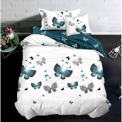 EmonaMall Двулицево спално бельо с ластик (размер за приста) EmonaMall, 4 части - Модел S14563 (S14563-66666h)