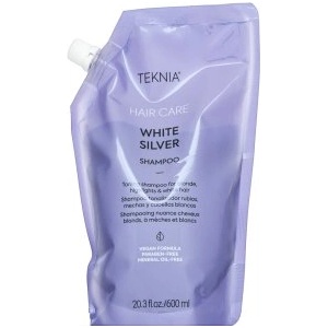 Lakmé Teknia White Silver Shampoo Неутрализиращ шампоан за платинено руса и сива коса Refill 600 ml