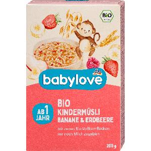 babylove Био мюсли с банан и ягода, от 1 година, 200 g (1423164)