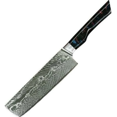 IZMAEL Damaškový kuchynský nôž Yoru Nakiri/Červená/Modrá 17.3 cm