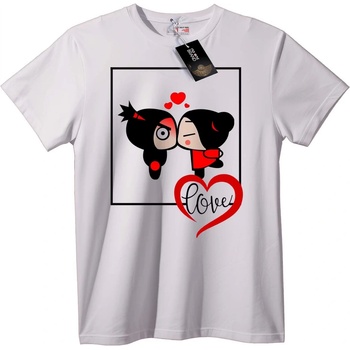 NOONEBRAND Тениска Любовно сърце двойка - 2XL, White