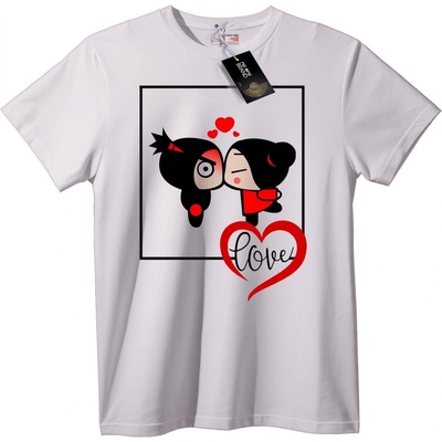 NOONEBRAND Тениска Любовно сърце двойка - 2XL, White