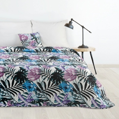 Eurofirany Prehoz 200x220 cm mikrovláknový s tropickým rastlinným vzorom, farebný