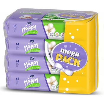 Bella Happy Baby čistiace utierky Hodváb a Bavlna 4 x 64 ks