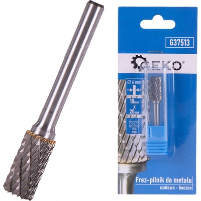 GEKO Stopková fréza na kov, válcová, čelní, 20x10 mm, stopka 6 mm