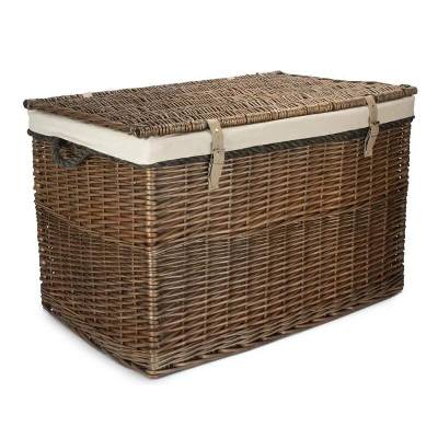 Proutěná truhla velká - šedé proutí antique - přírodní vsadka 75x50x50cm