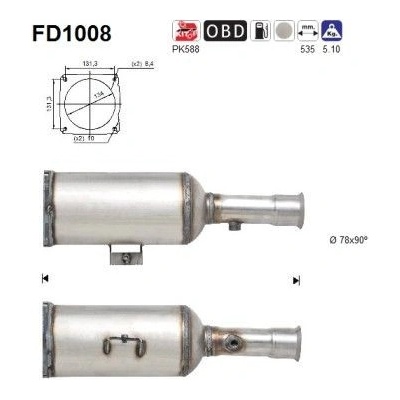 Filtr sazových částic, výfukový systém AS FD1008