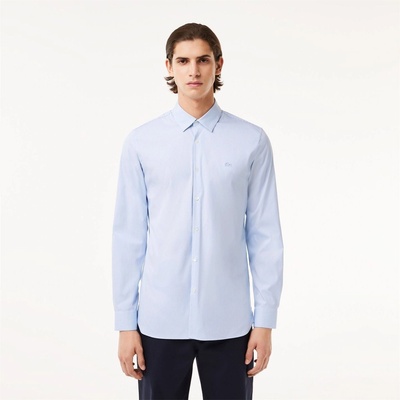 Lacoste Slim Fit Striped Stretch Poplin Shirt - Light Blue