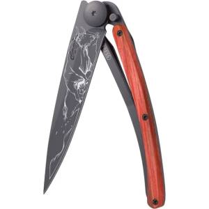 DEEJO 1gb156 tattoo black red beech / Ултралеко джобно ножче с дръжка от буково дърво в червено (1gb156)