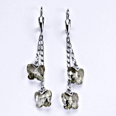 Čištín s krystaly Swarovski kouřový motýlci na řetízku NK 1307/2/20